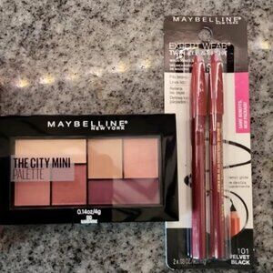 Maybelline Eyeshadow Pallete, and Eyeliner/eyebrow Pencil Lot